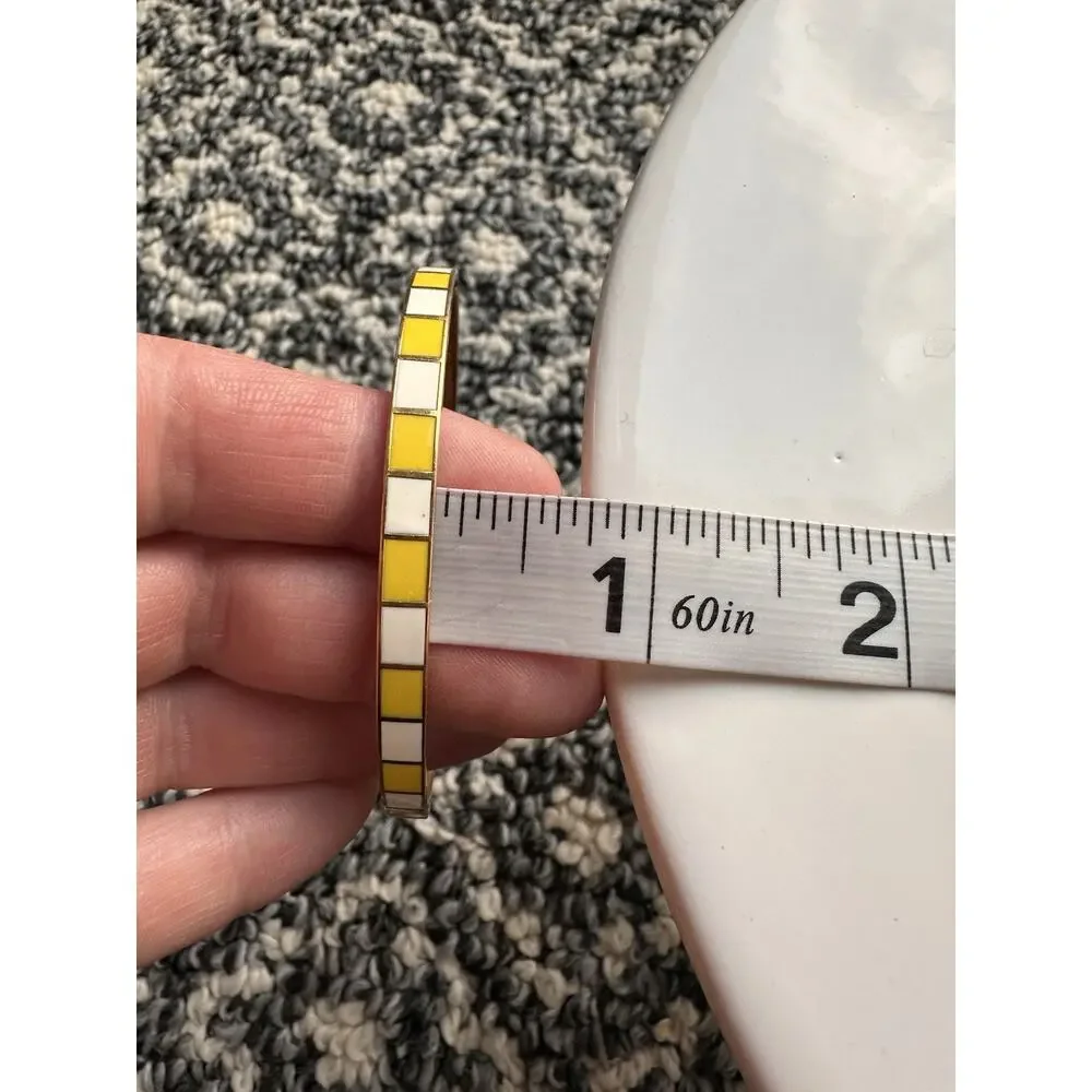Kate Spade Hit Your Stride Idiom Bangle Gold Tone Yellow White Enamel - Picture 11 of 11